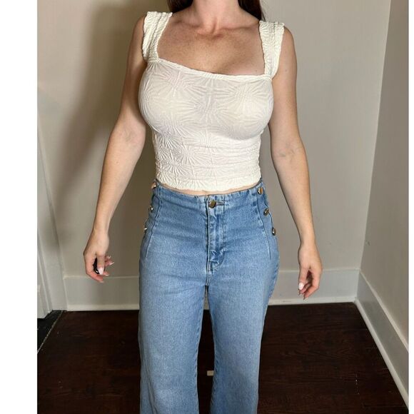 Vintage Poof NY White Embroidered Top Size S/M - Picture 1 of 6